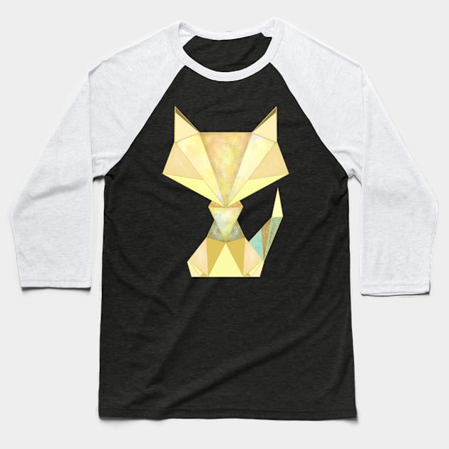 Geometric Fox Gold Baseball T-Shirt by moonlitdoodl